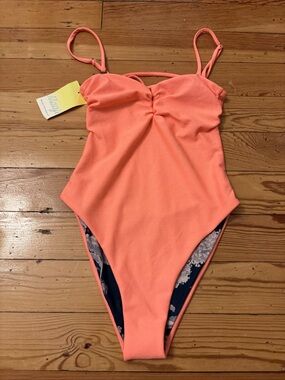 Maaji Women’s Size Medium M Reversible Floral One Piece Cheeky Swimsuit Tropical